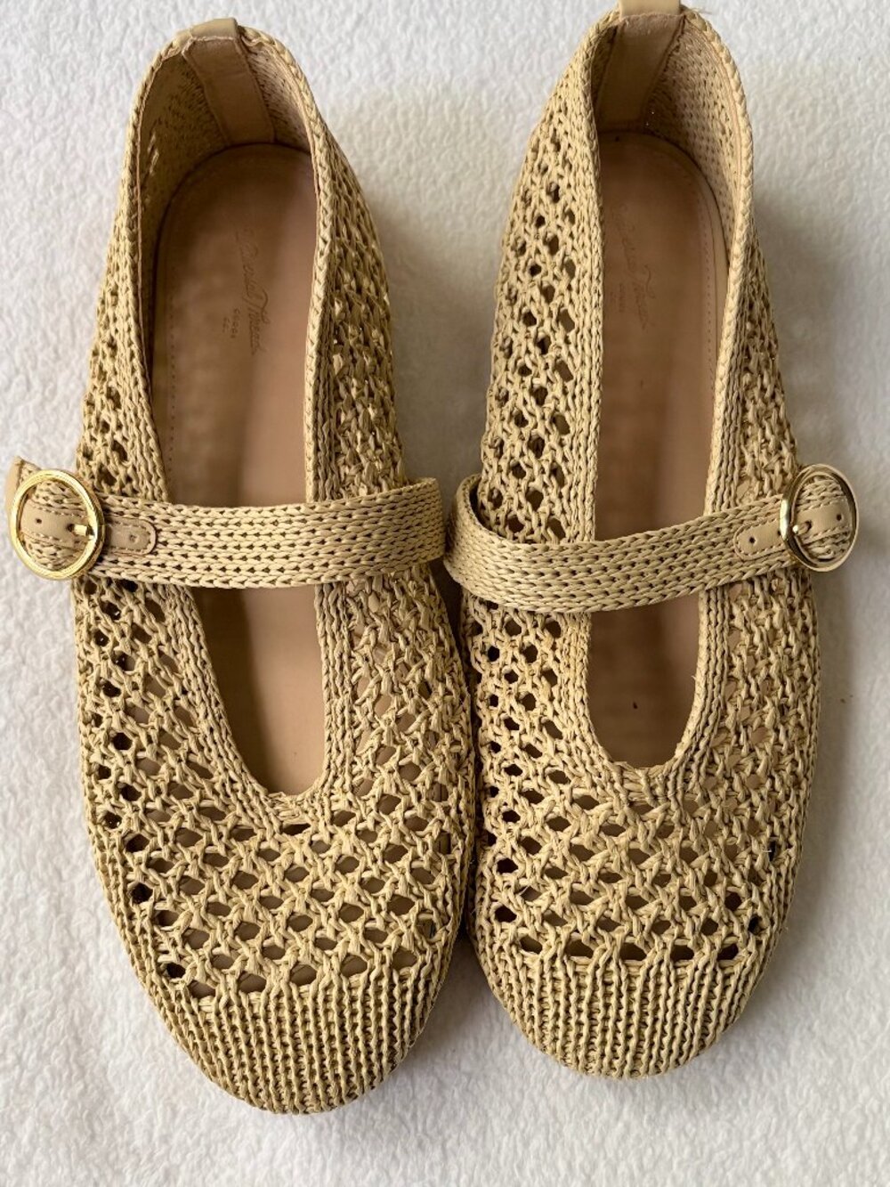Universal Thread Sia Knit Woven Mary Jane Flats Beige Size 9.5